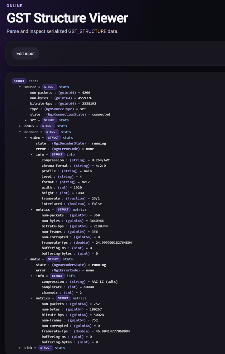 gst-struct-viewer parsing a complex nested structure with multiple type annotations